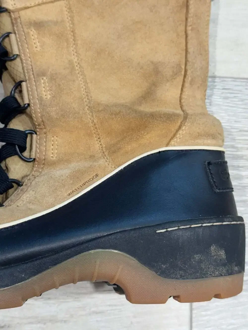 Sorel Women’s Size 8.5 Tan Suede Tall Winter Snow Boots Faux Fur Lace Up
